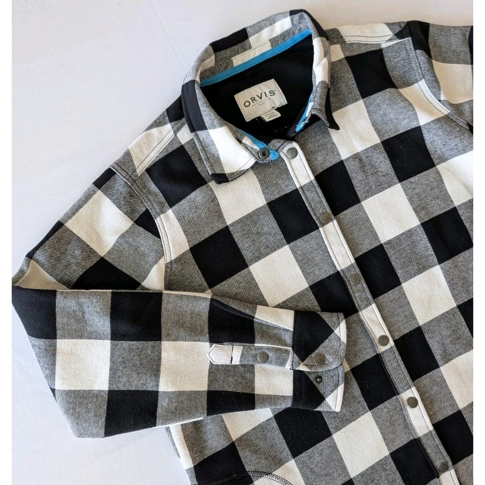 Orvis Fleece Lined Flannel Shacket Buffalo Plaid Snap Front Women's 2XL EUC